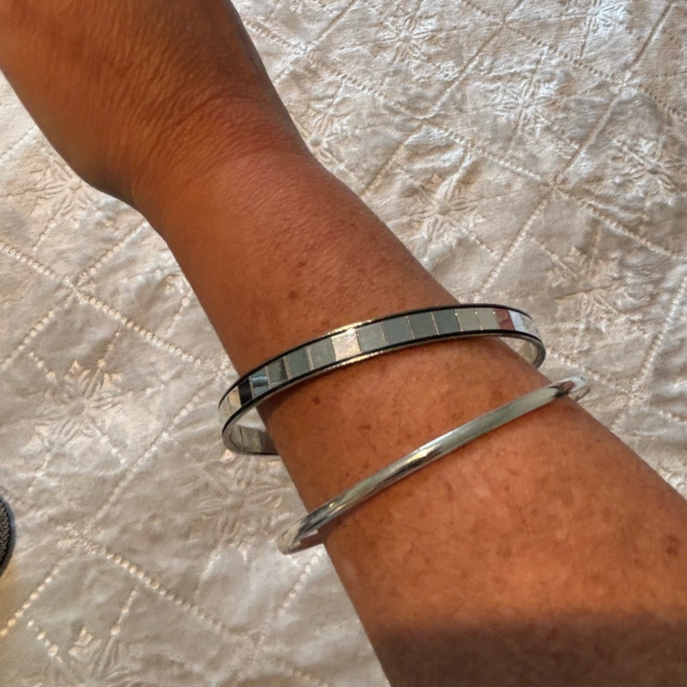 Torrid Silver Tone Bracelet Set – Mirror Tile & Smooth Bangle